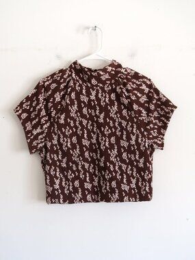 Anthropologie Brown & Cream Blouse - Size Large